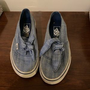 Worn Jean blue vans